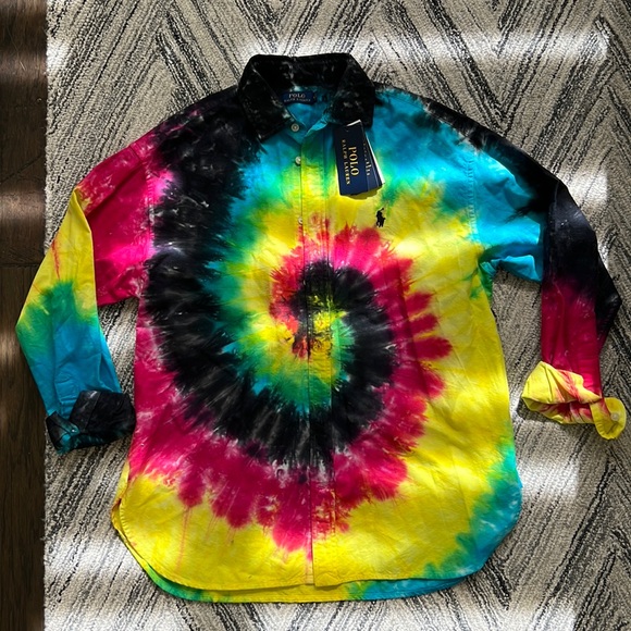 NWT Polo Ralph Lauren Tie Dye Button Up Shirt Size M - Picture 1 of 3